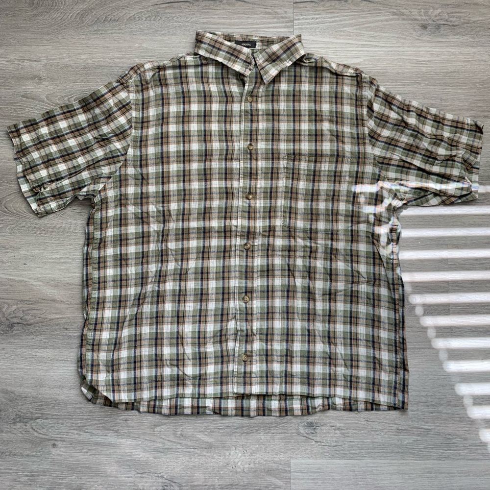 Men's Plaid Shirt - Green and Brown